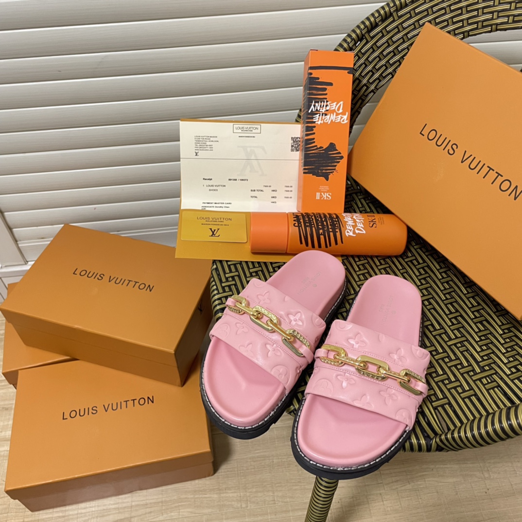 L style Chain Velcro Slippers-Luxeon