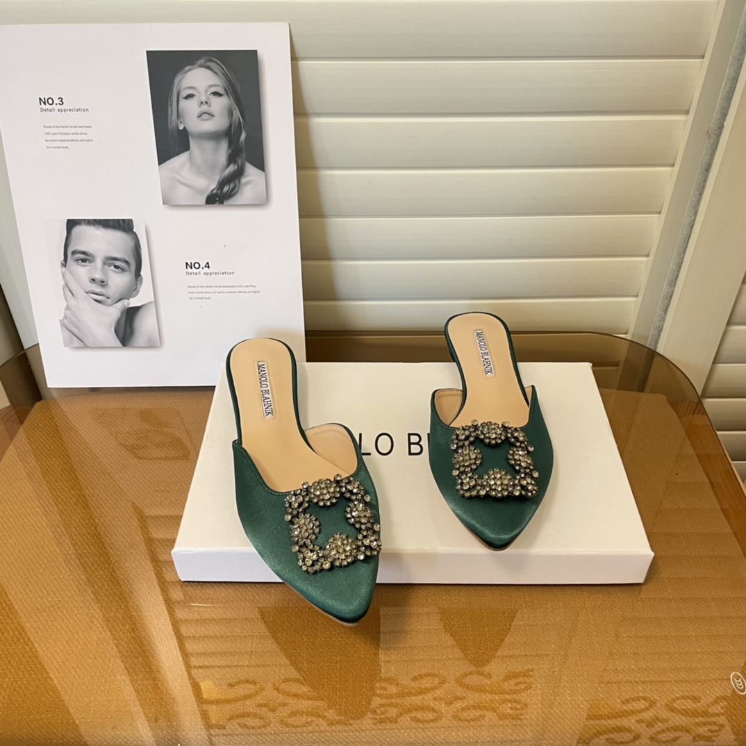 Manolo Blahnik pointed toe flat slippers-Luxeon