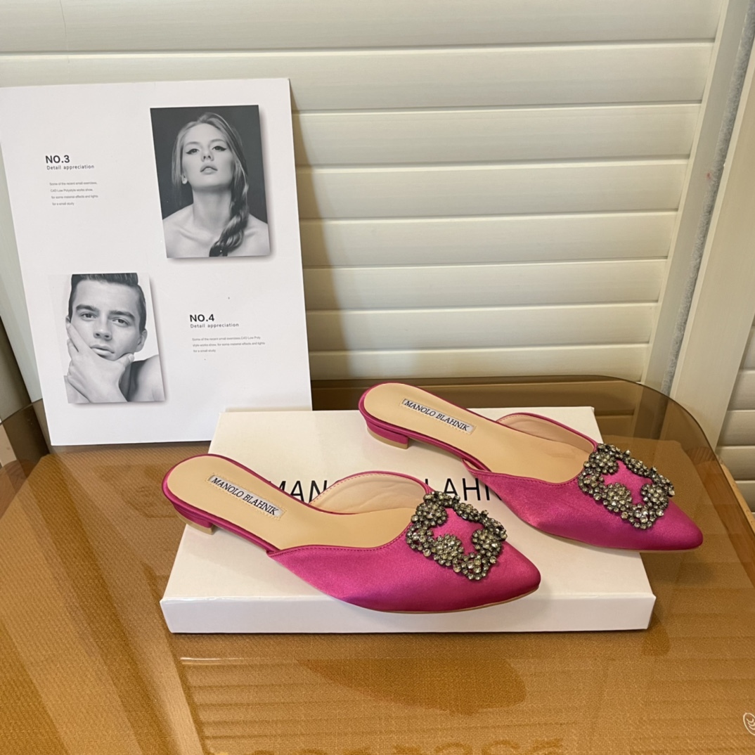 Manolo Blahnik pointed toe flat slippers-Luxeon