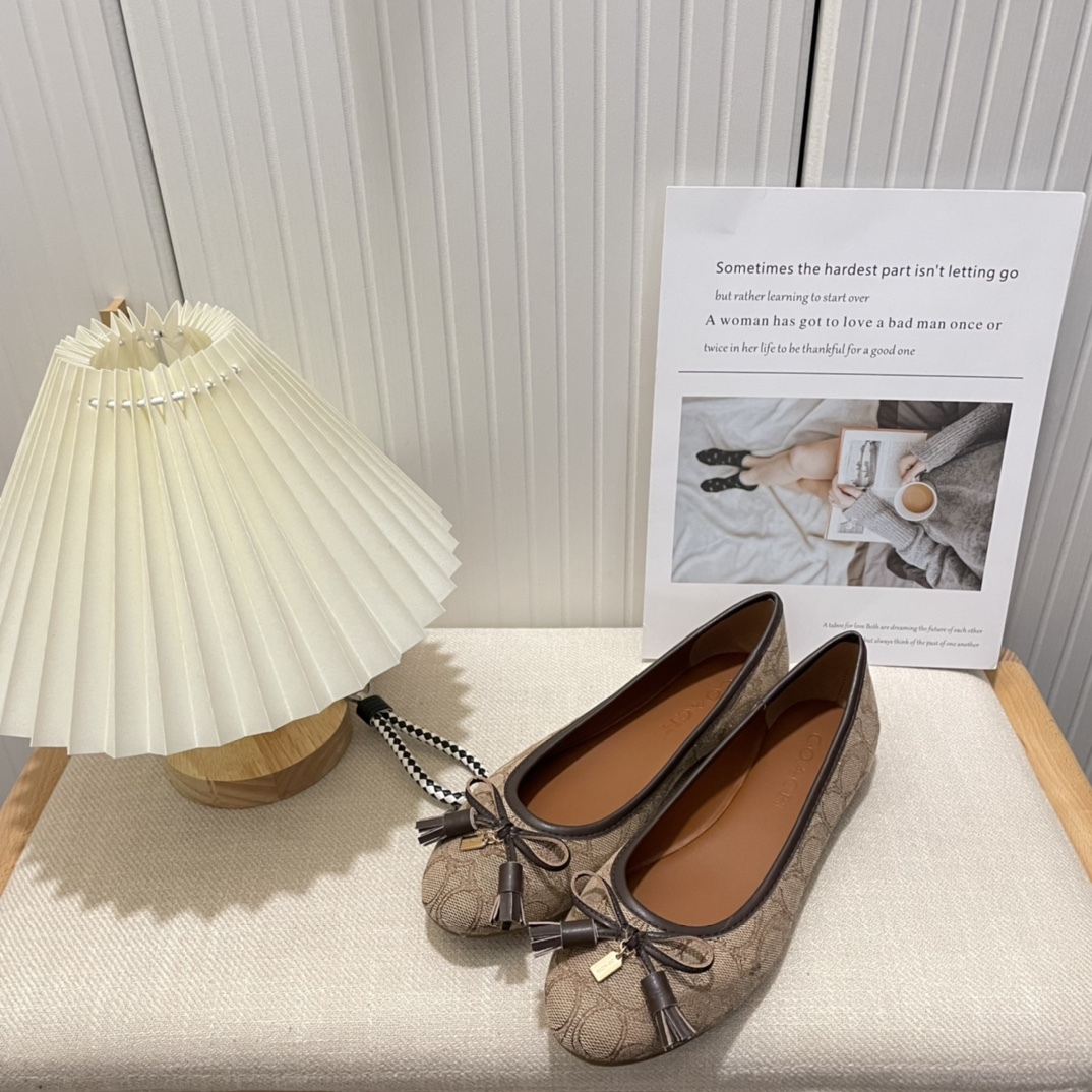 Coach new women bow-knot loafers flats-Luxeon