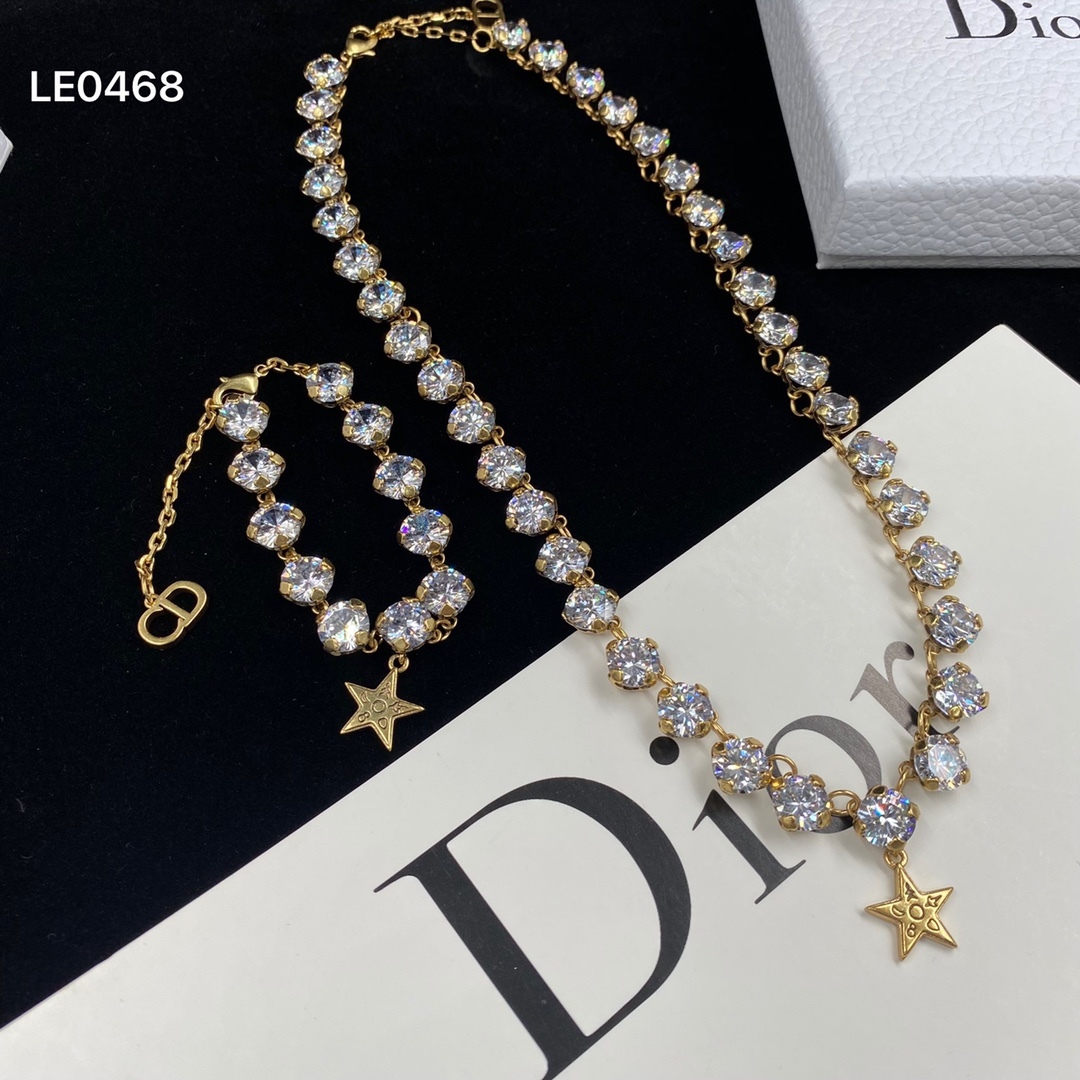 D style Fashion Rhinestone Necklace Set-Luxeon