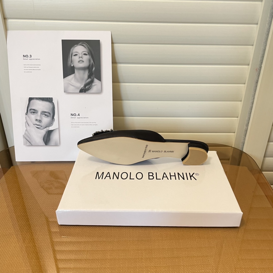 Manolo Blahnik pointed toe flat slippers-Luxeon