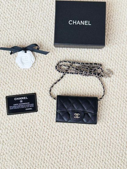 Small leather bag with caviar pattern 11.3*7.5*2.1CM