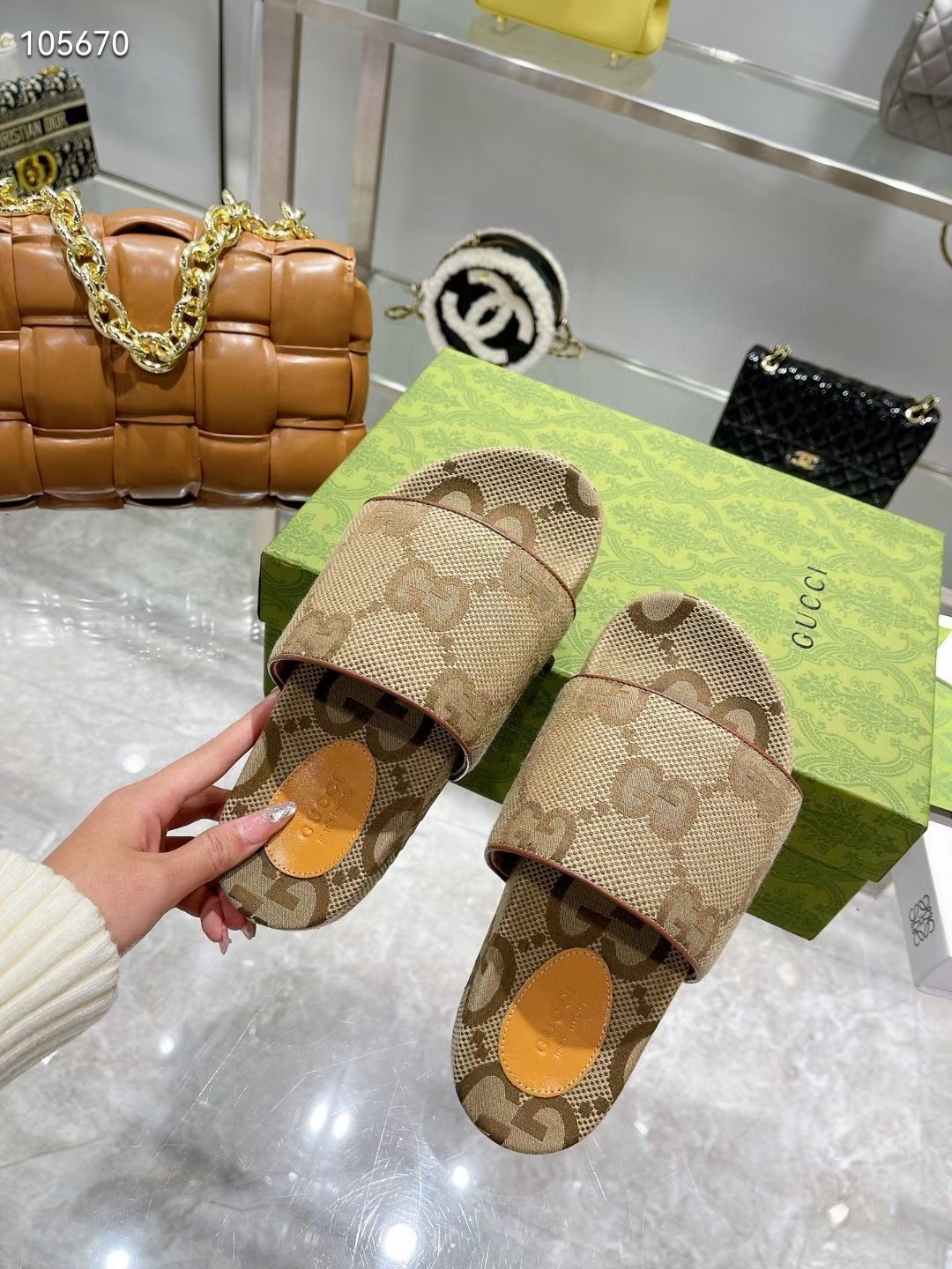G style pop jacquard summer flat slippers-Luxeon