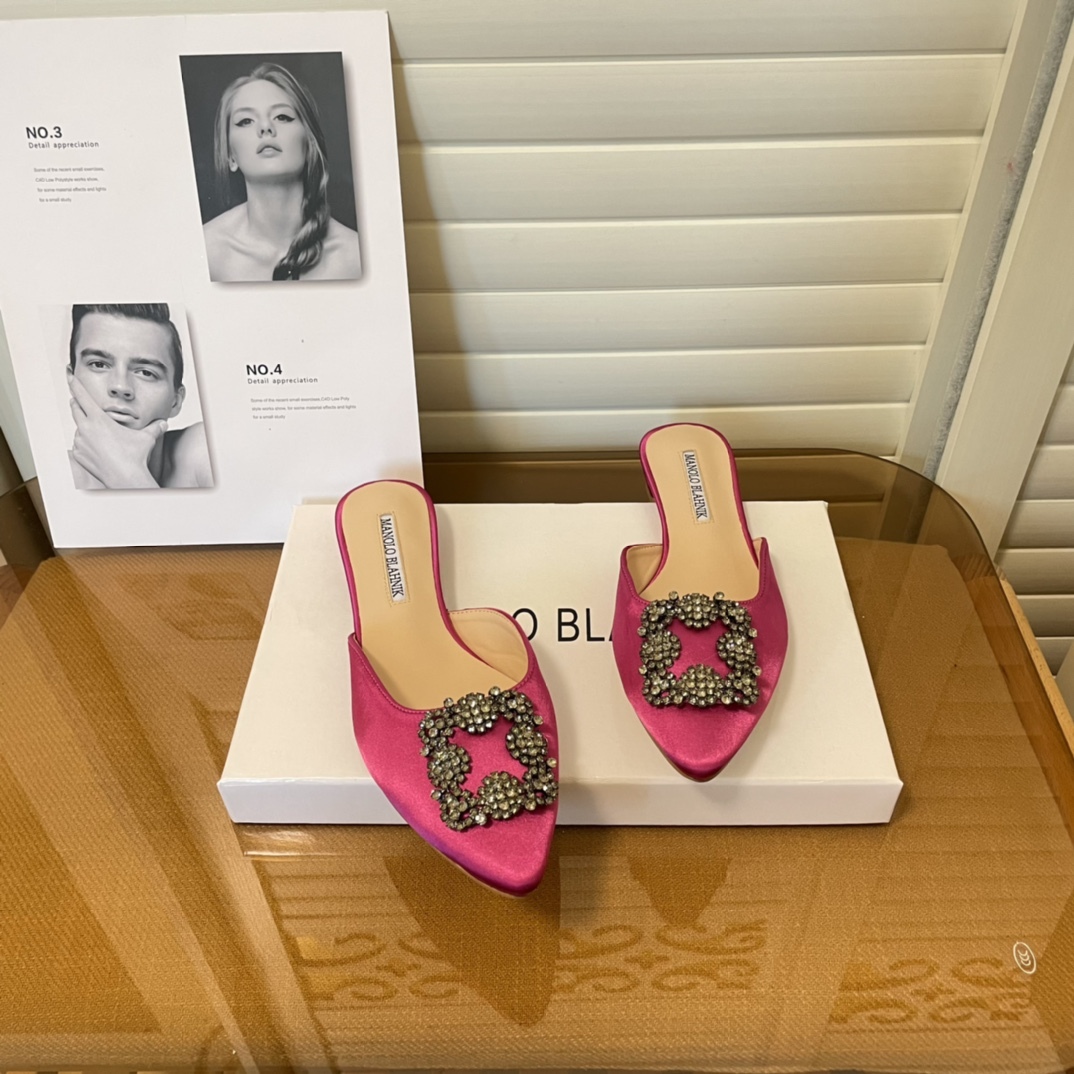 Manolo Blahnik pointed toe flat slippers-Luxeon