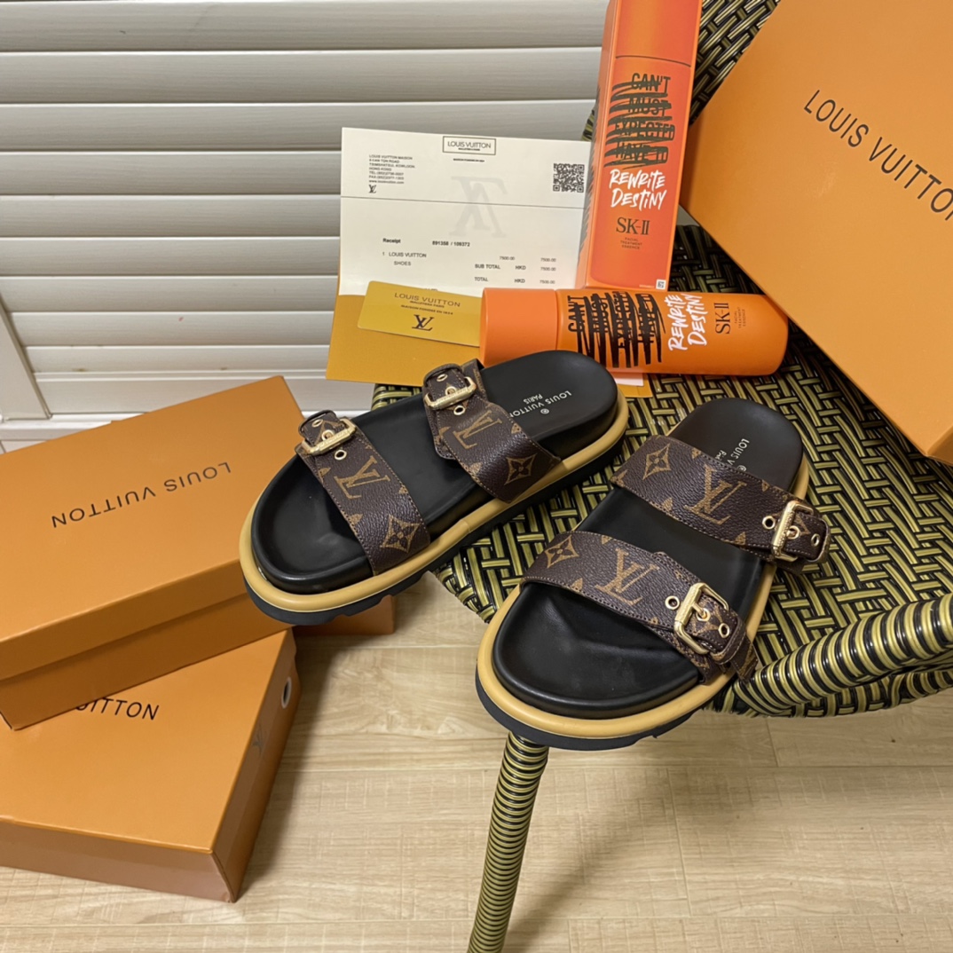 L style Print Double Strap Sandals-Luxeon