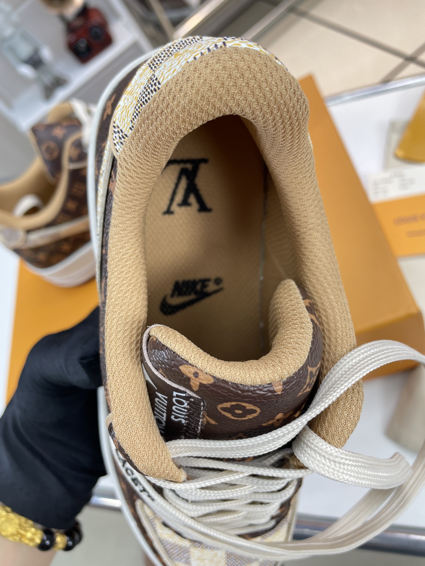 . x . Air Force 1"07 L style8 Low"Damier Azur/Brown/L style Monogram co-brand sneakers-Luxeon