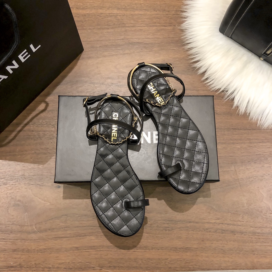 C style New Flat Floral Diamond Sexy Sandals-Luxeon