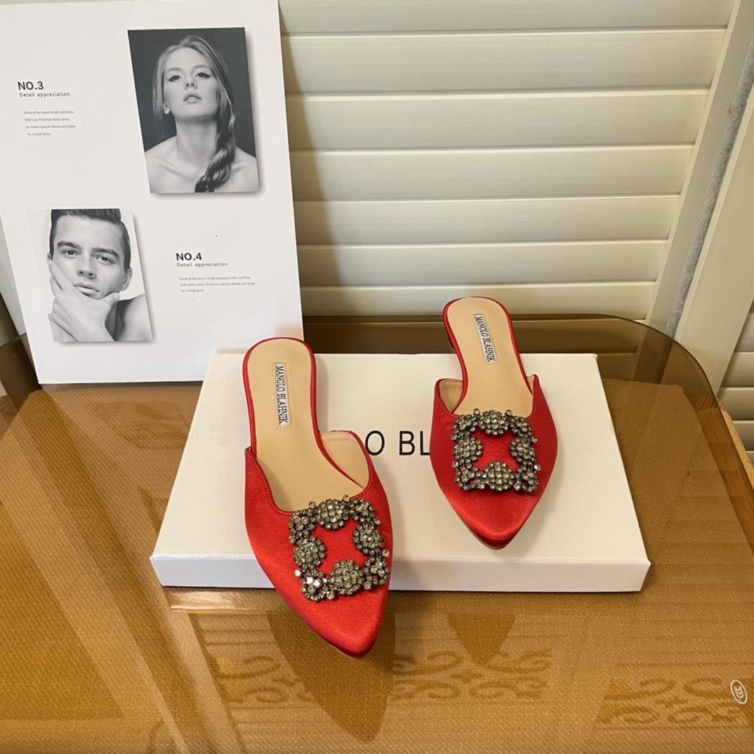 Manolo Blahnik pointed toe flat slippers-Luxeon