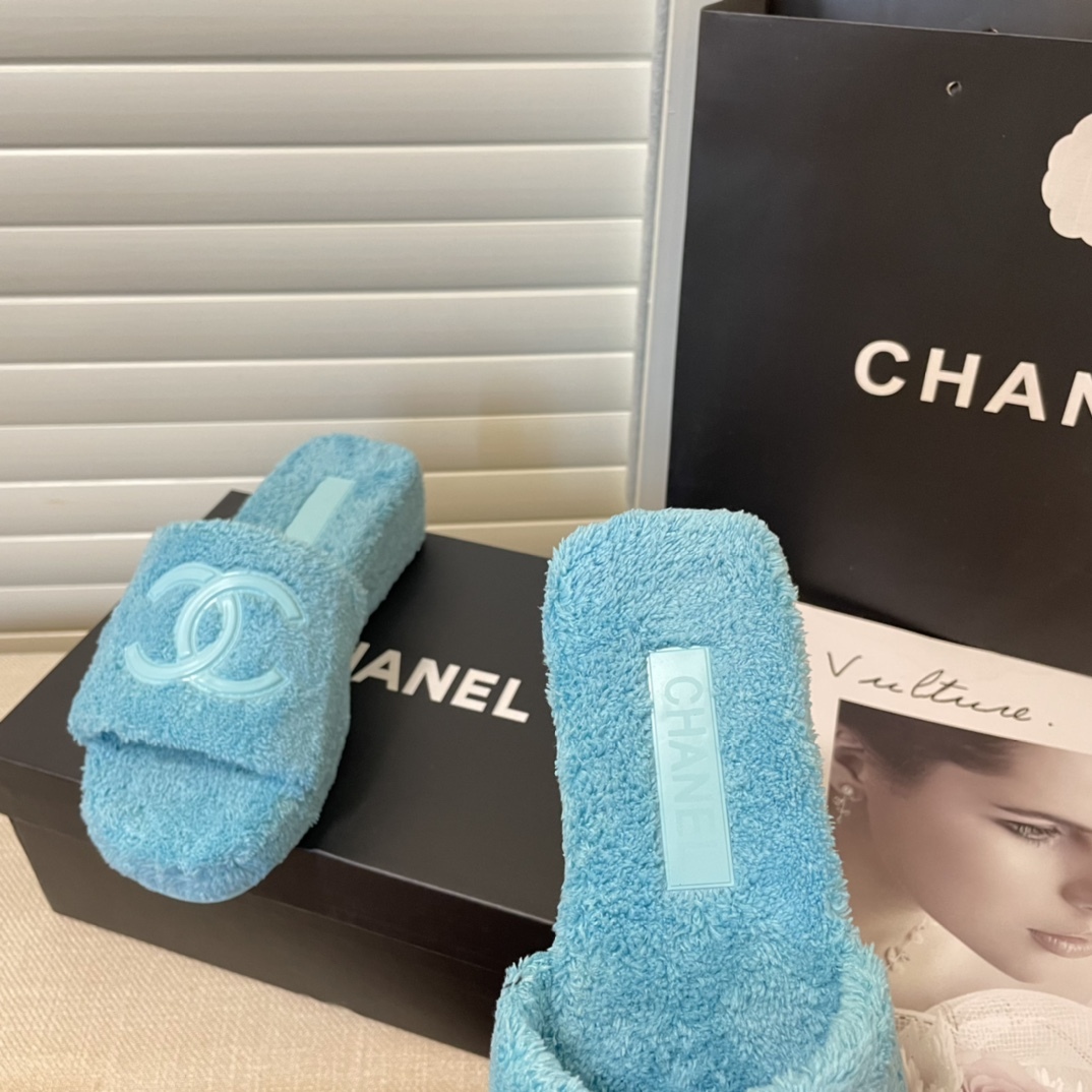 C style double-c terry wool slippers-Luxeon