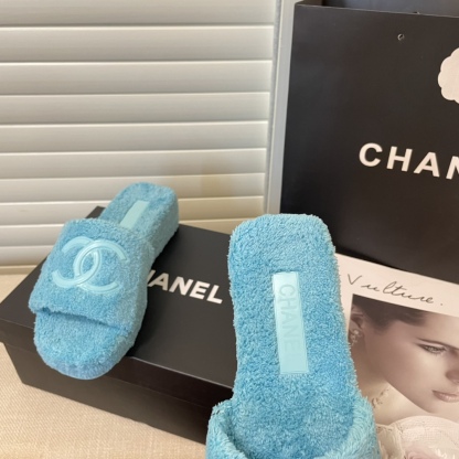 C style double-c terry wool slippers-Luxeon