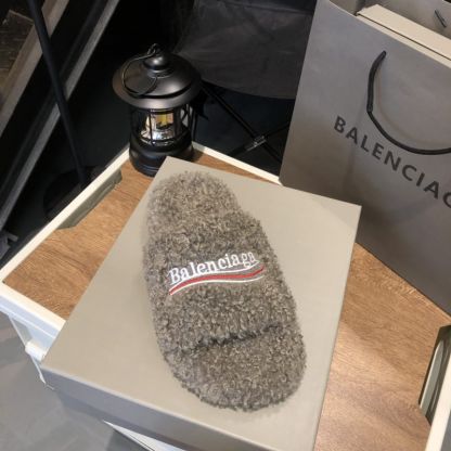 B style new women fur slippers with logo upper-Luxeon