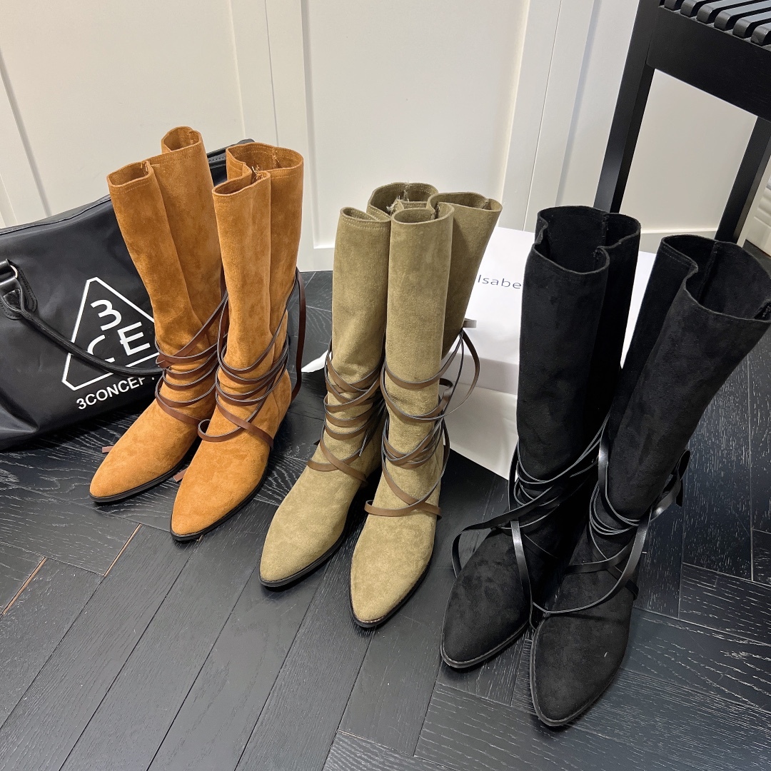 Isabel Marant strips style high knee boots-Luxeon