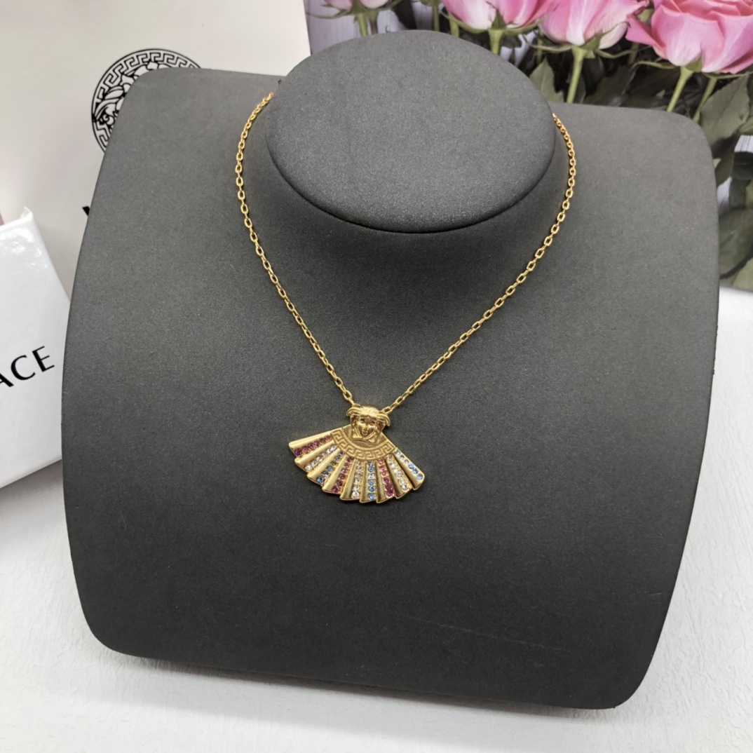 Versace Small Skirt Rhinestone Necklace-Luxeon