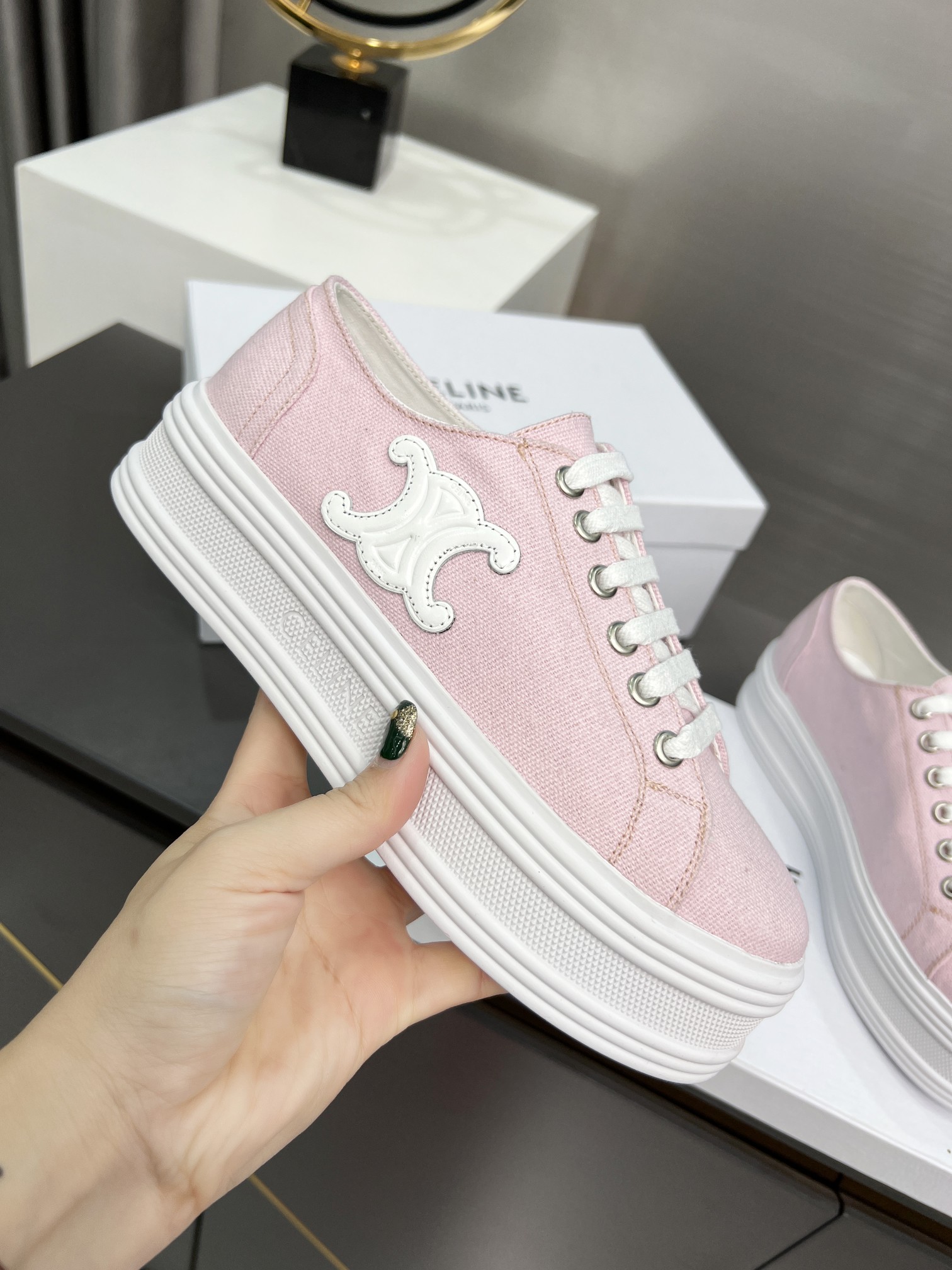 C style low heel canvas casual shoes-Luxeon