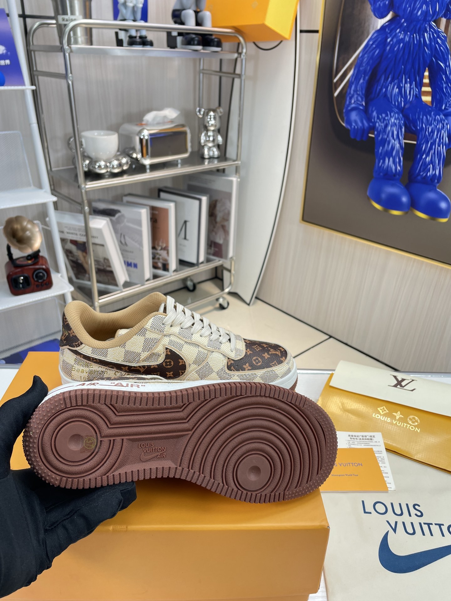 . x . Air Force 1"07 L style8 Low"Damier Azur/Brown/L style Monogram co-brand sneakers-Luxeon