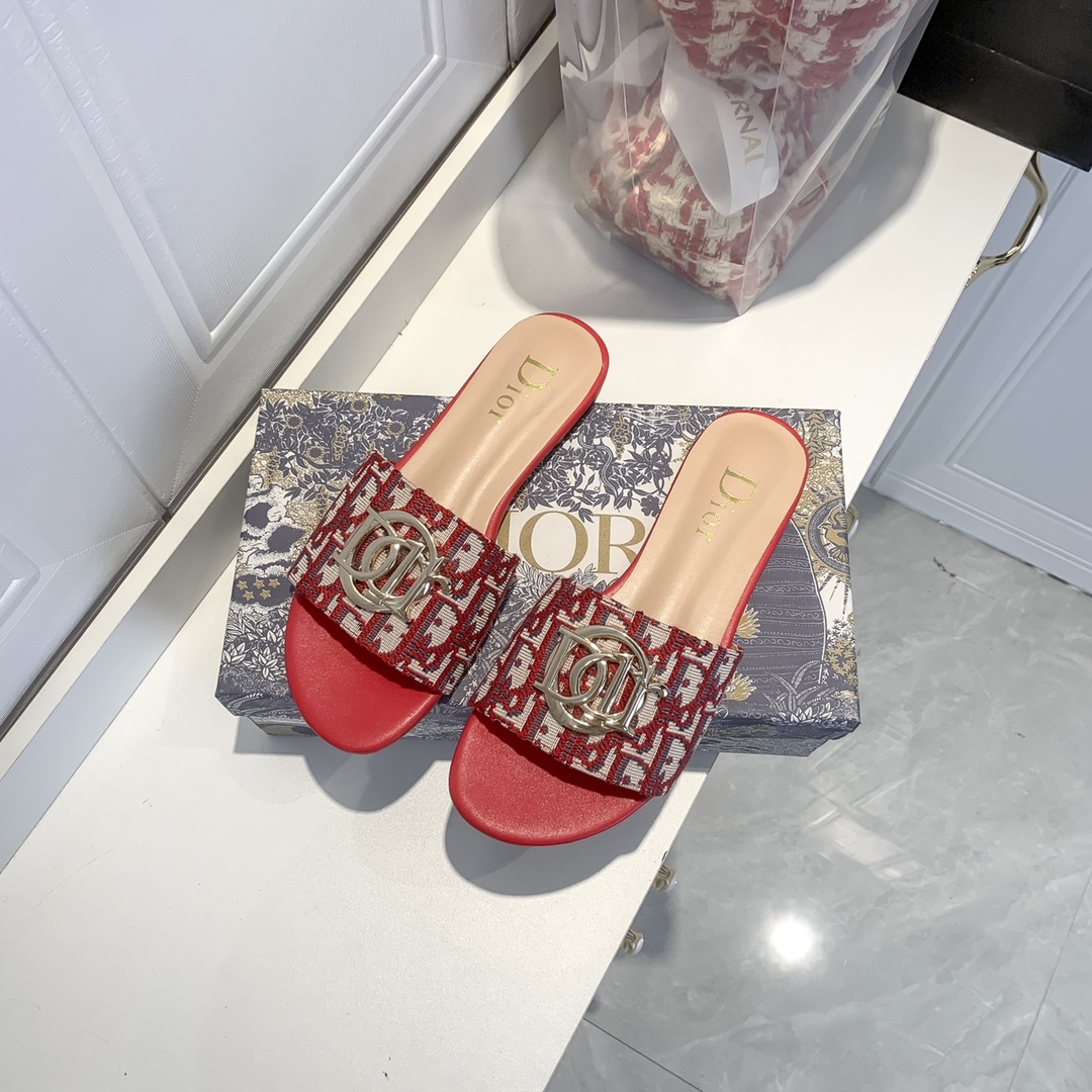 D style women embroidery summer slippers-Luxeon