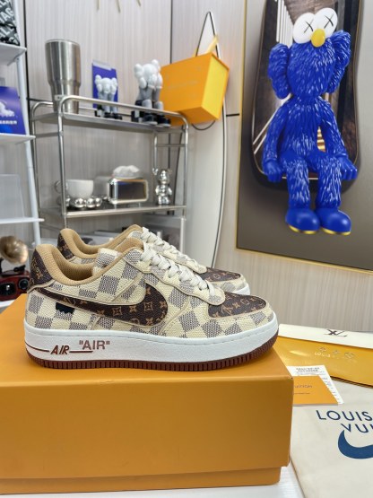 . x . Air Force 1"07 L style8 Low"Damier Azur/Brown/L style Monogram co-brand sneakers-Luxeon