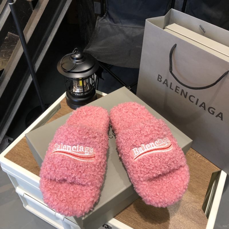 B style new women fur slippers with logo upper-Luxeon