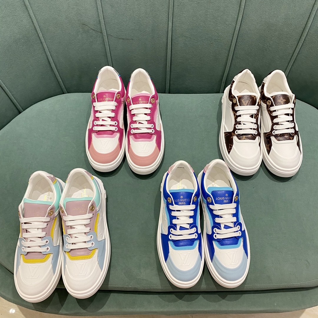 L style Womne Two Color Splicing Lace Up Sneakers-Luxeon