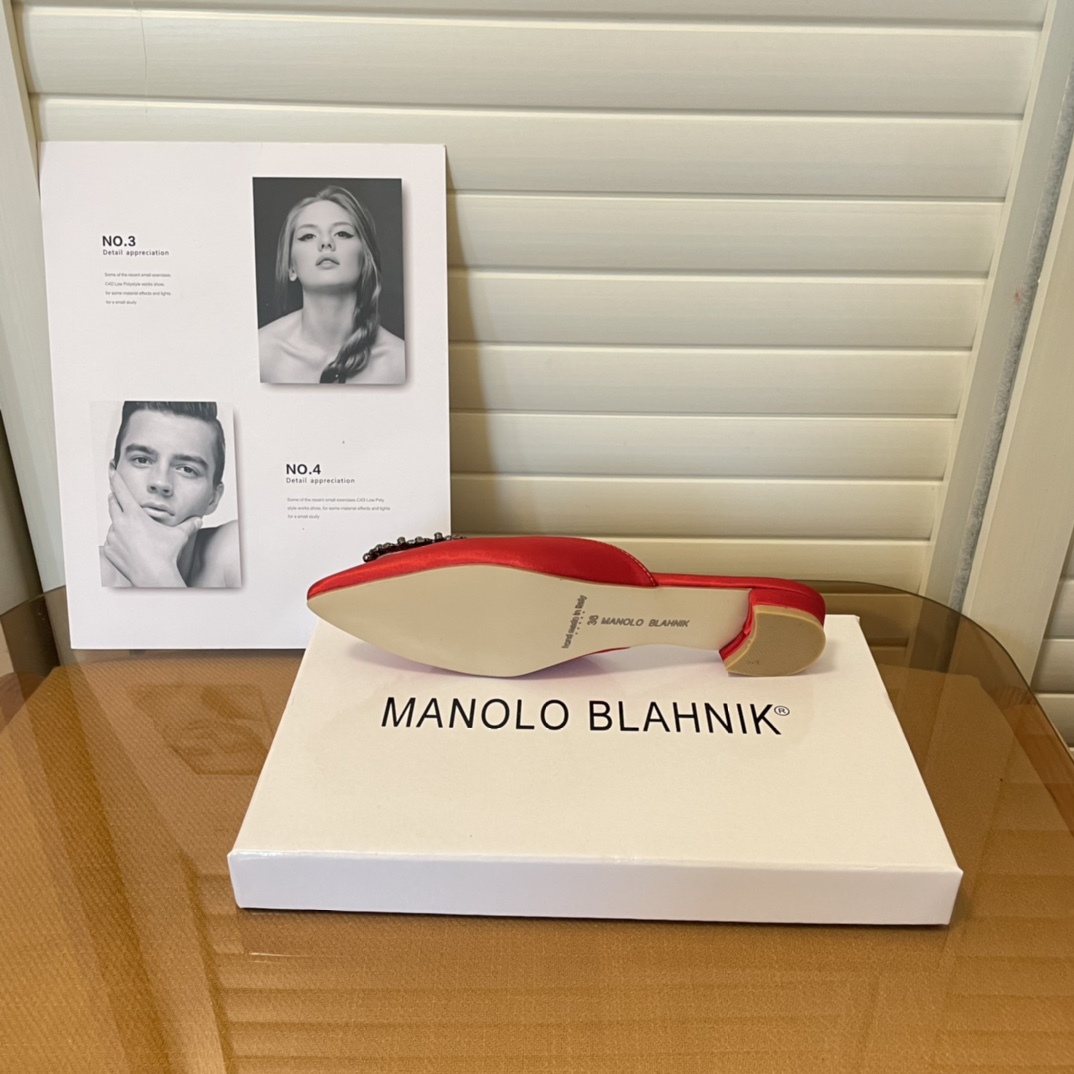 Manolo Blahnik pointed toe flat slippers-Luxeon