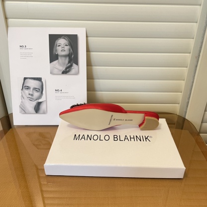 Manolo Blahnik pointed toe flat slippers-Luxeon