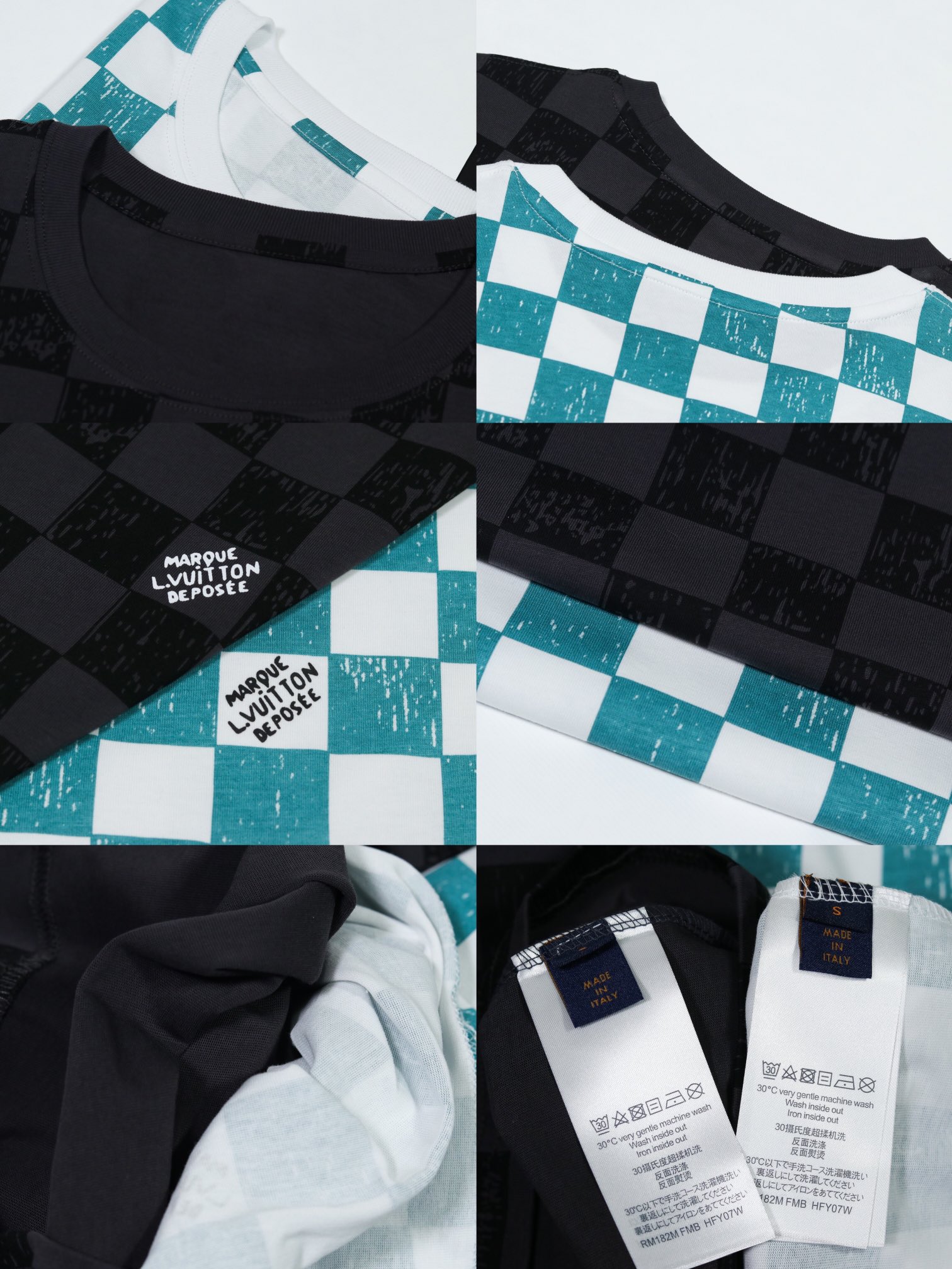 L style Top quality high level checkerboard dyed short sleeve T-shirt-Luxeon