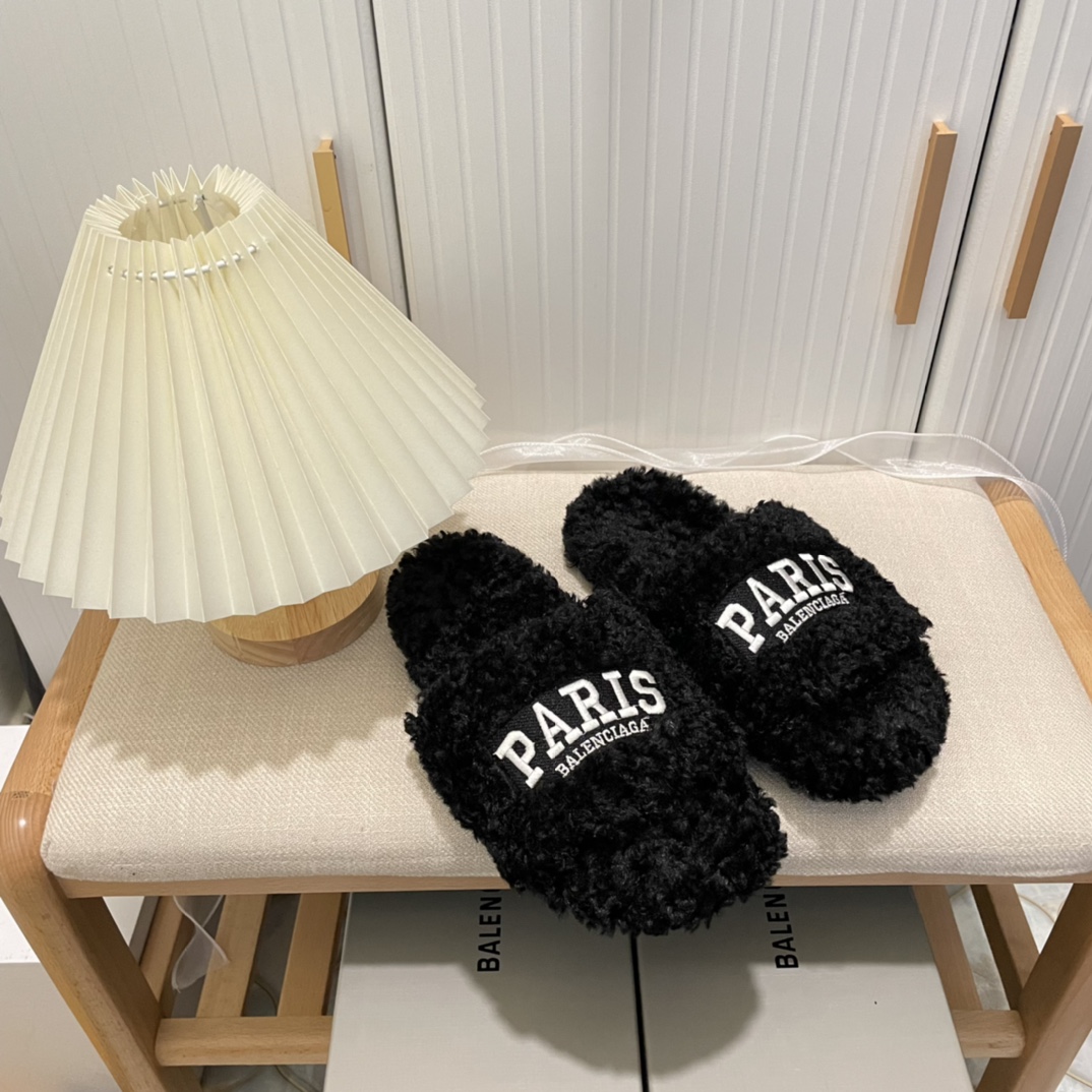 B style winter new fuzz fur slippers-Luxeon