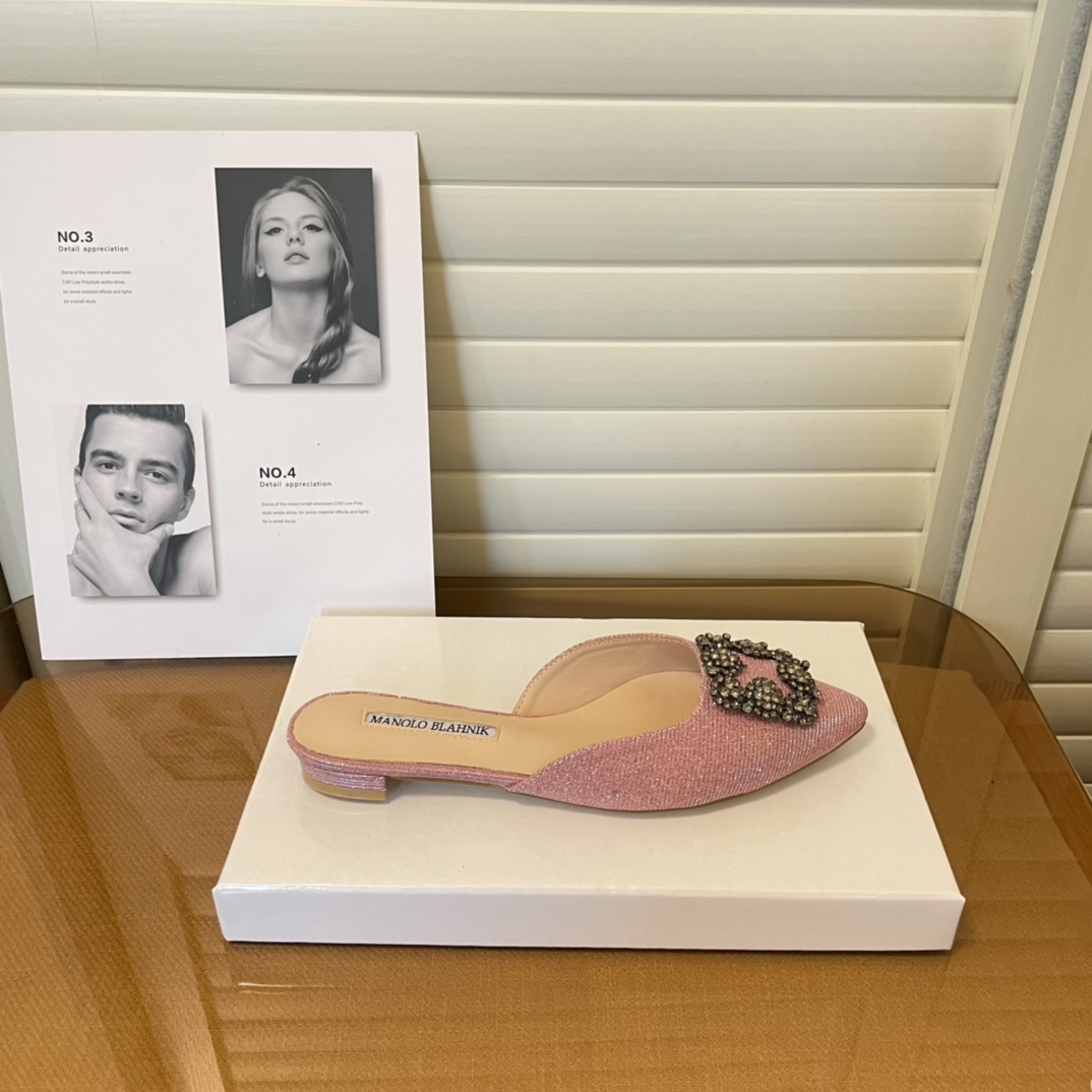 Manolo Blahnik pointed toe flat slippers-Luxeon