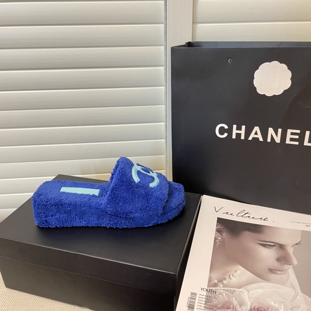 C style double-c terry wool slippers-Luxeon