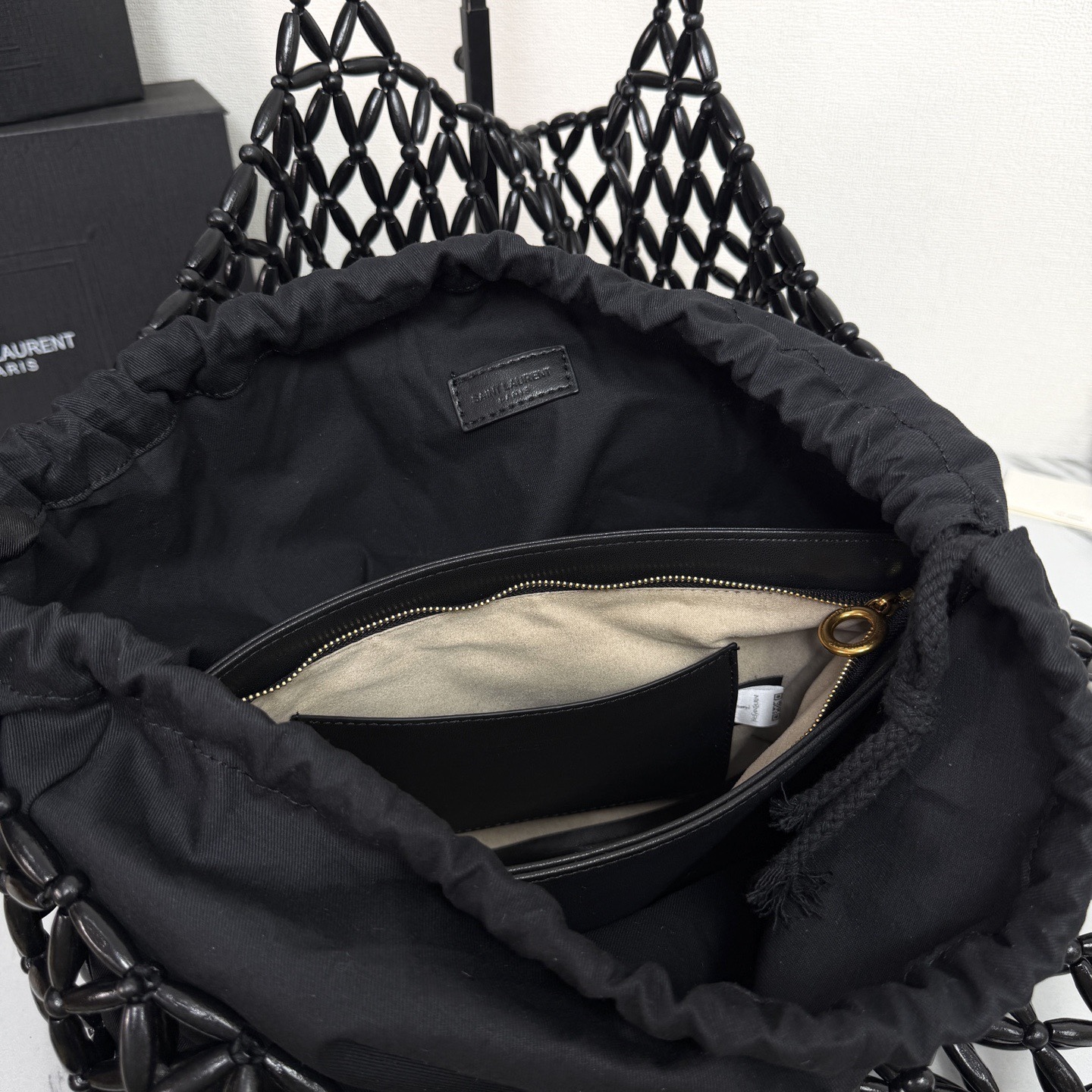 Beaded woven tote bag