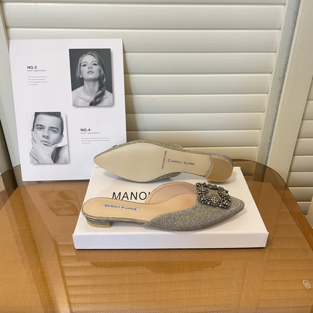 Manolo Blahnik pointed toe flat slippers-Luxeon