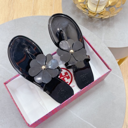 Tory Burch PVC summer new flower decoration slippers flop flips-Luxeon