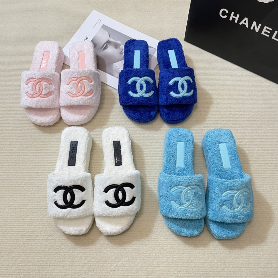 C style double-c terry wool slippers-Luxeon