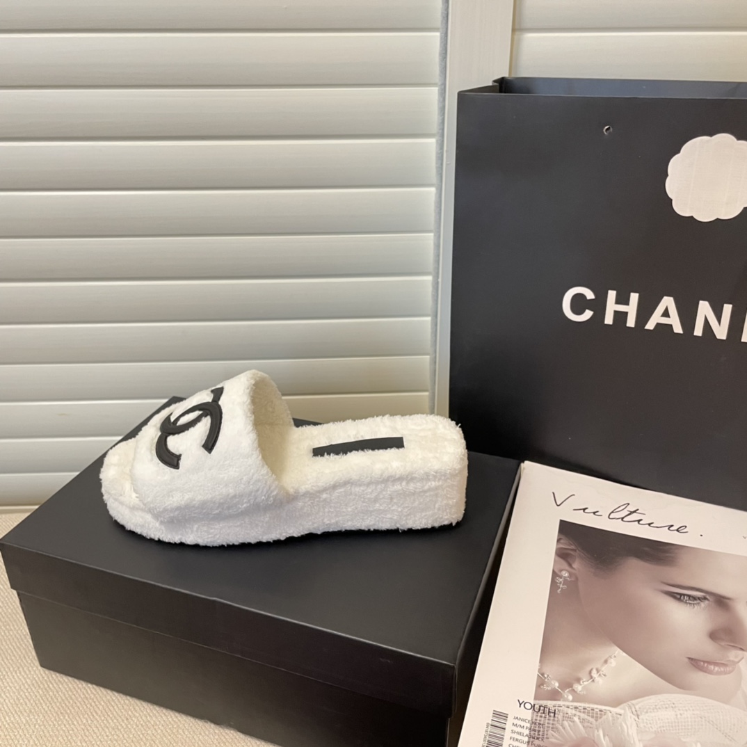 C style double-c terry wool slippers-Luxeon