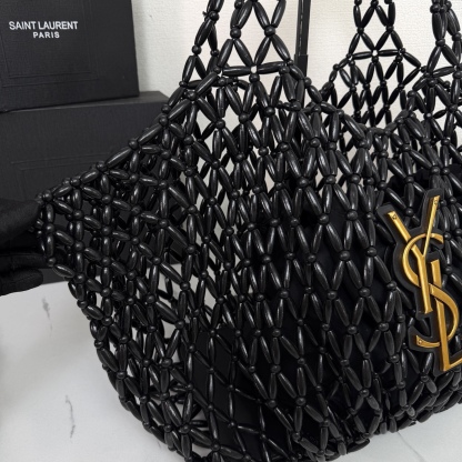 Beaded woven tote bag