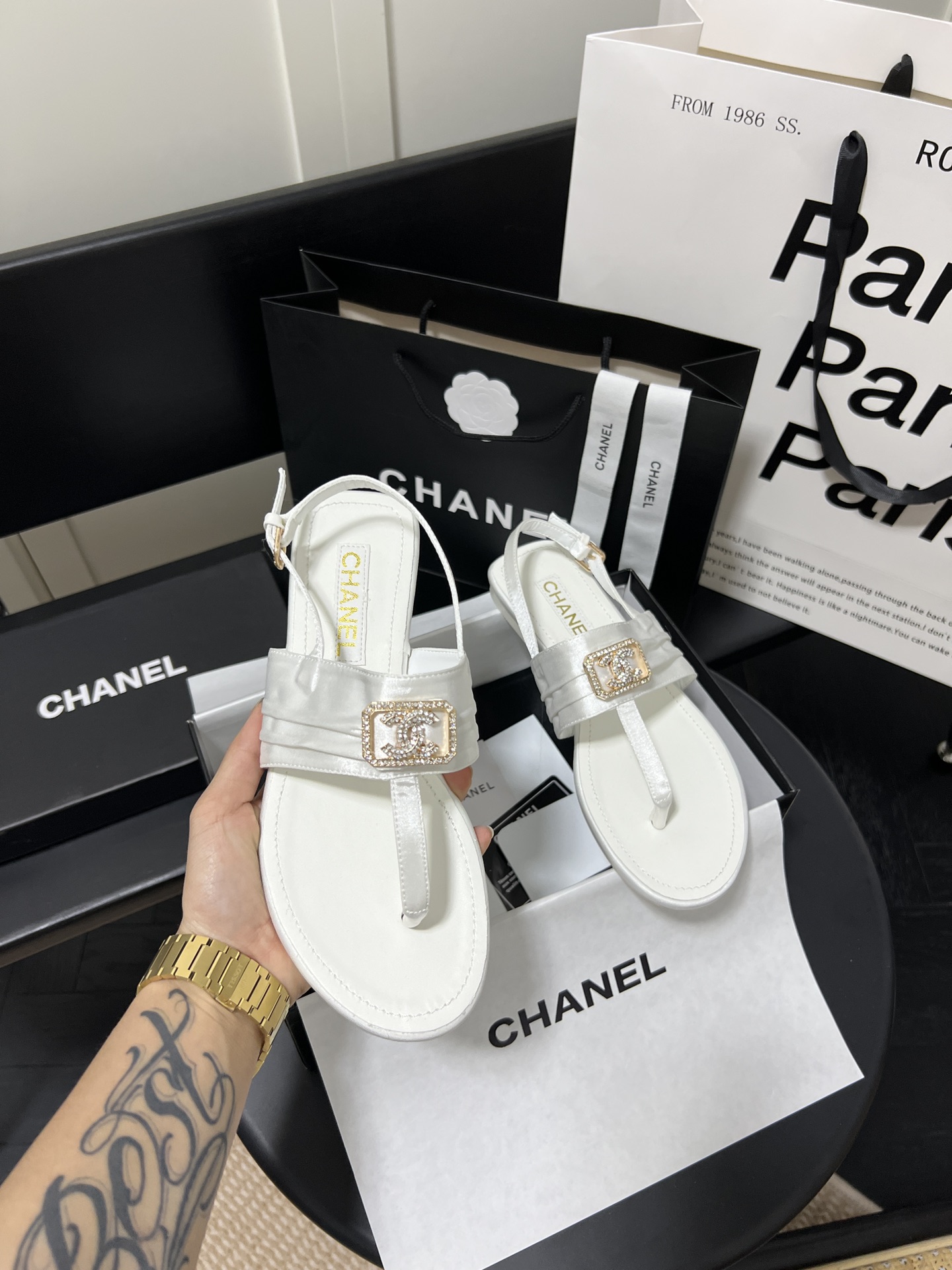 C style rhinestone buckle sandals series-Luxeon
