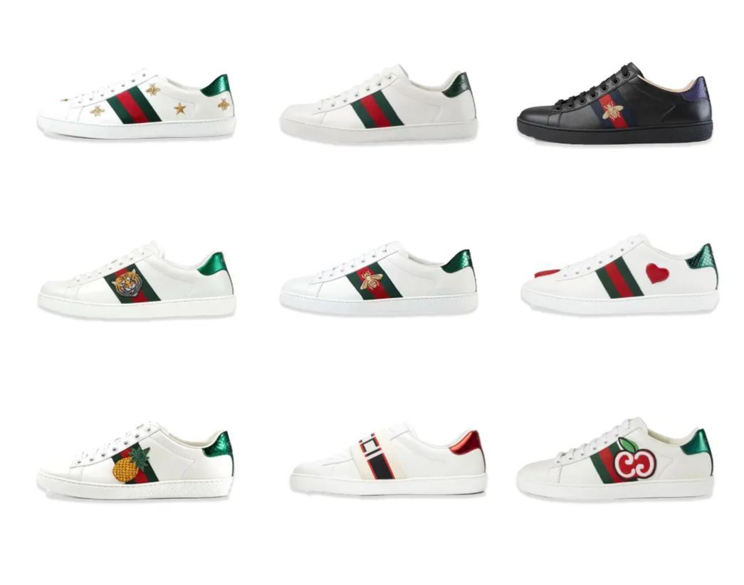 G style Embroidered bee white shoes