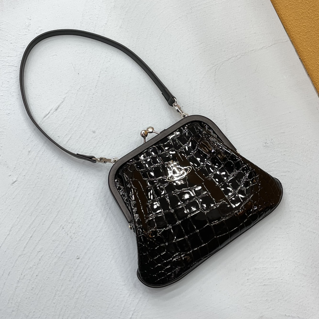 Vivienne Westwoo Brand The Same Style As Korean Super Star Jennier Cattlehide Leather Cross Body Chain Bags-Luxeon