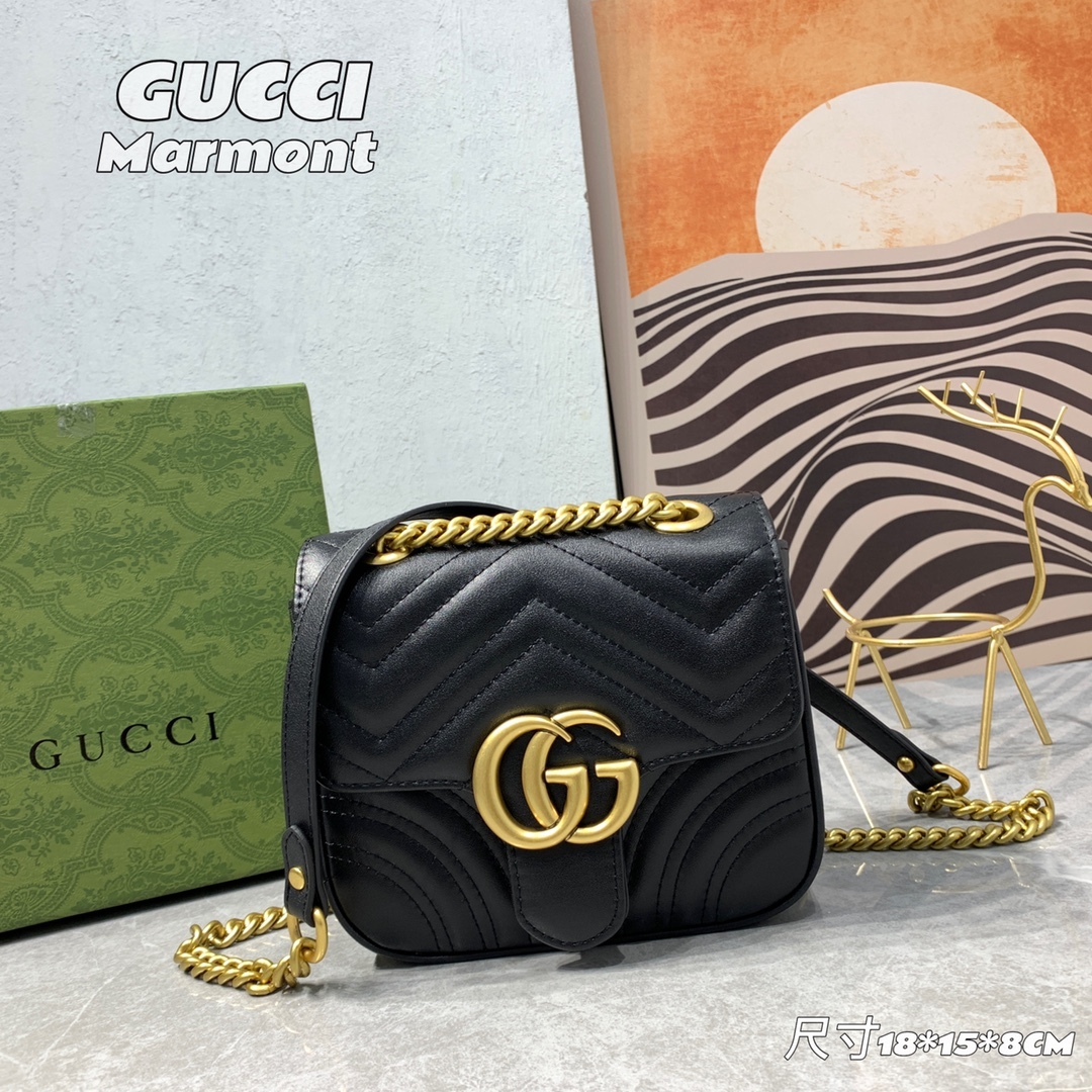 G style Marmont Series Golden Logo Square Chain Bags-Luxeon