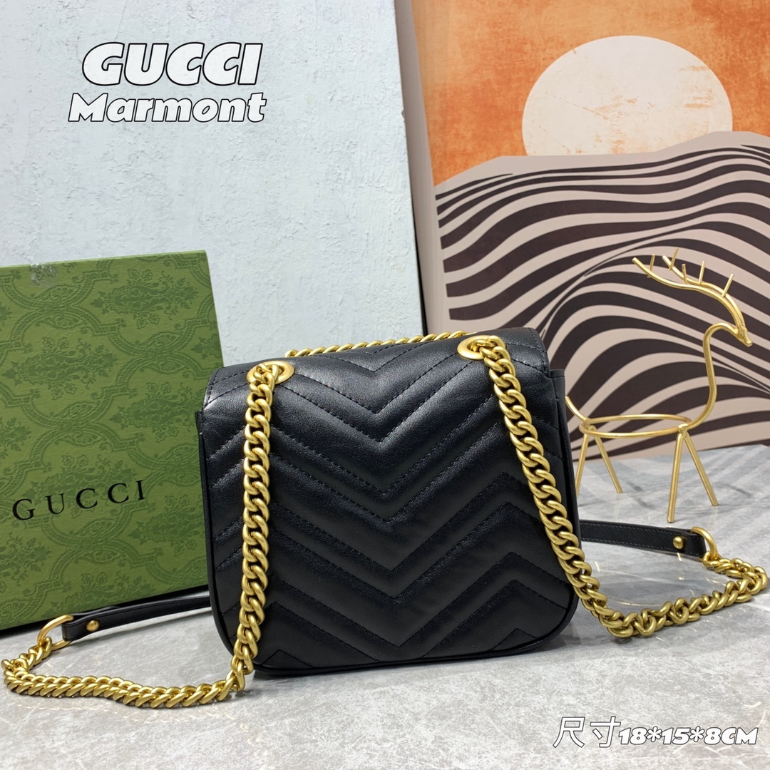 G style Marmont Series Golden Logo Square Chain Bags-Luxeon