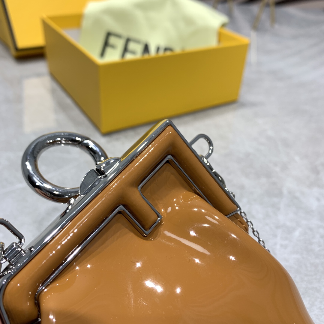 Patent Leather FNNDI 1 First Mini Lock Chain Elegant and Cool Bags Combine Architecture With Fashion-Luxeon