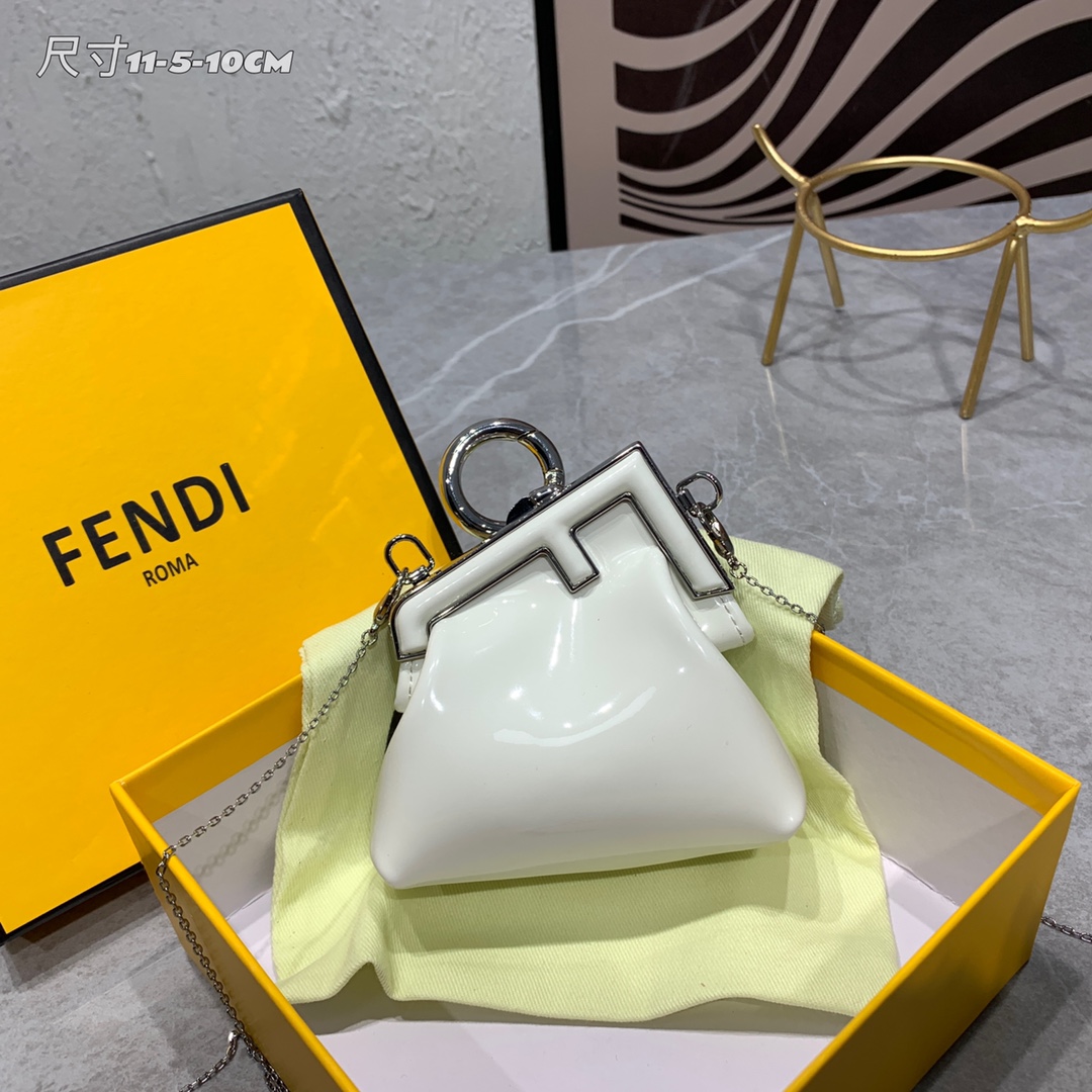 Patent Leather FNNDI 1 First Mini Lock Chain Elegant and Cool Bags Combine Architecture With Fashion-Luxeon