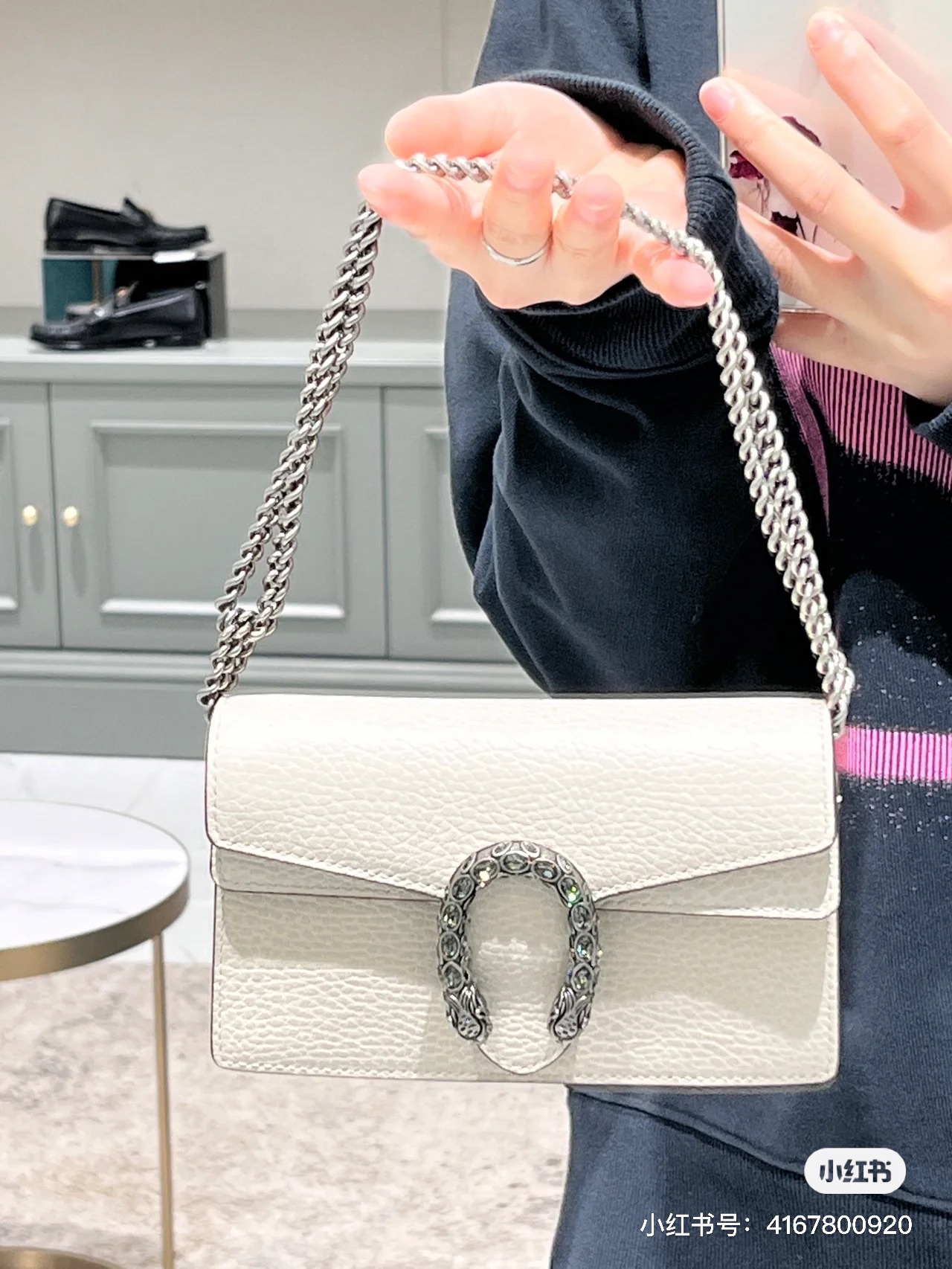 G style Mini Leather Chain Handbags with Key Ring Mobile Phone Bags-Luxeon