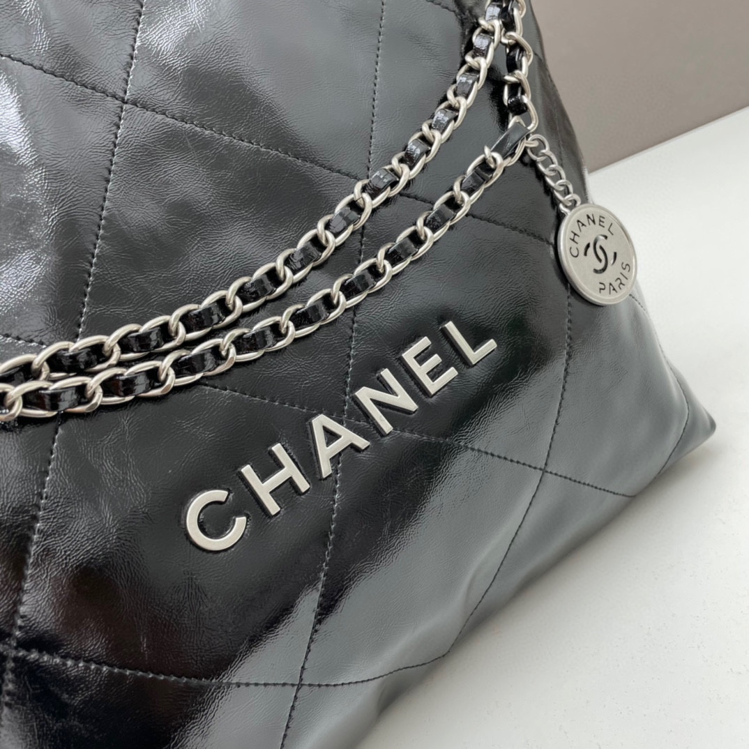 C style new shopping bag shoulder bag with metal chain (real leather)-Luxeon