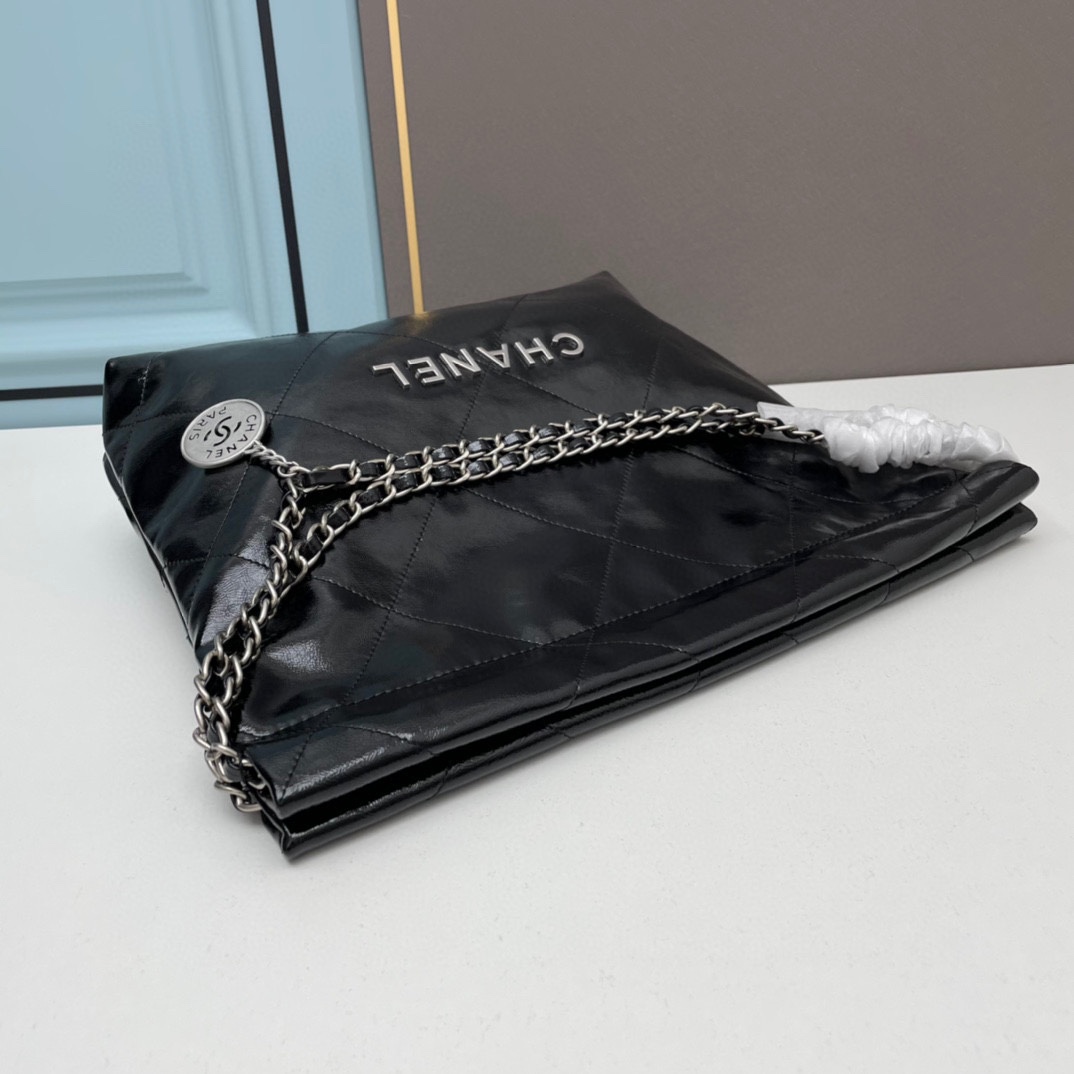 C style new shopping bag shoulder bag with metal chain (real leather)-Luxeon