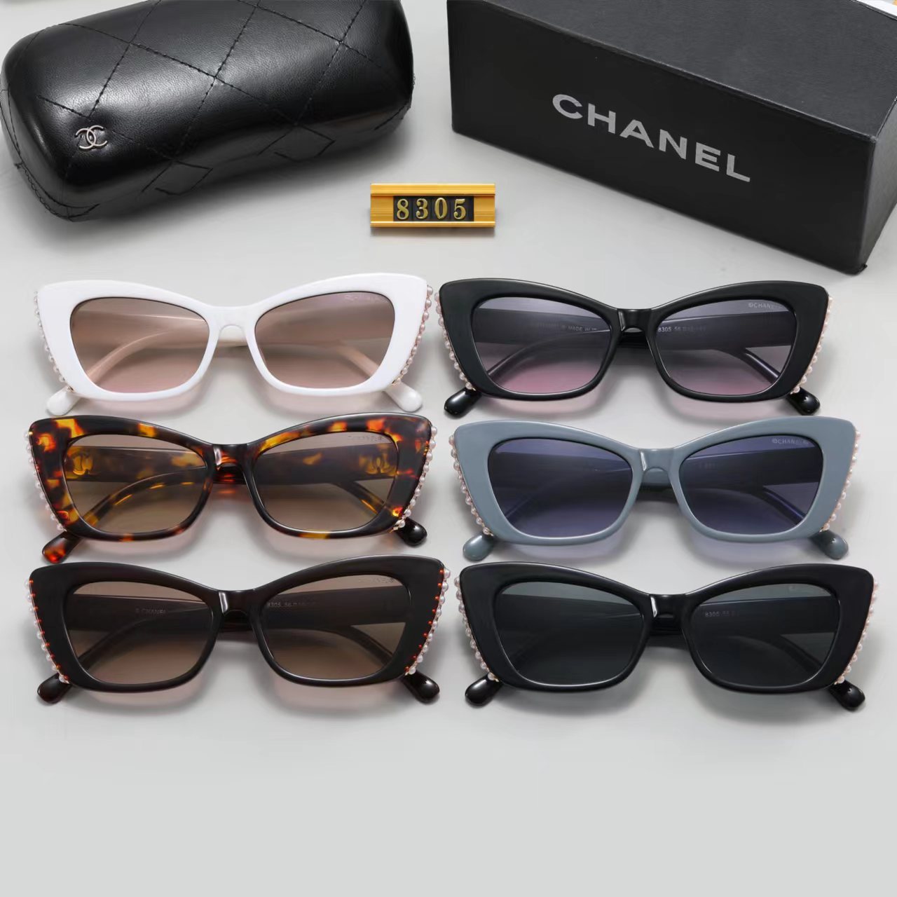 C style fashion cat eye pearl sunglasses-Luxeon