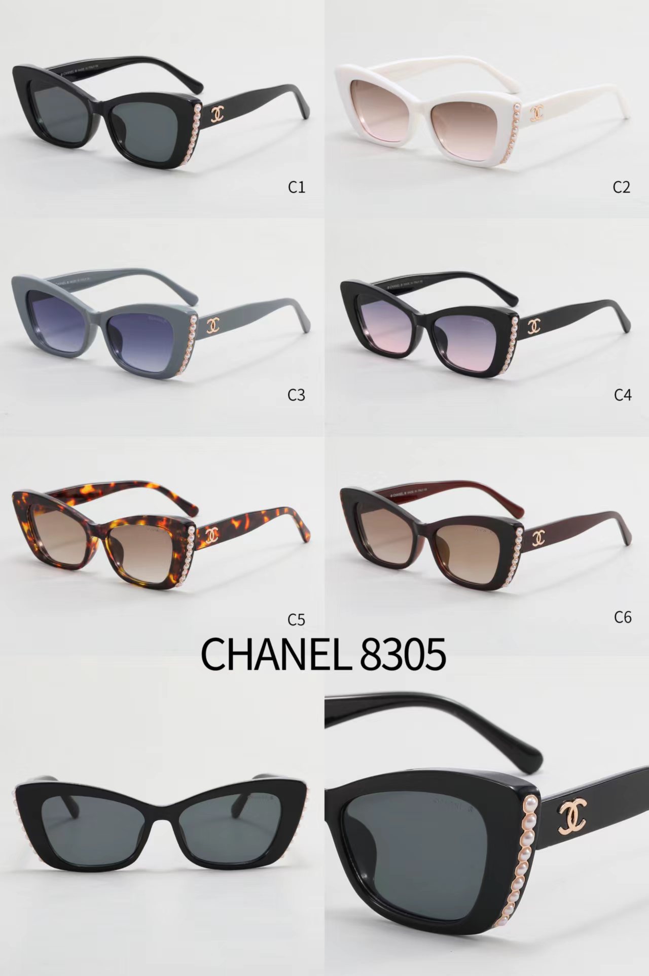 C style fashion cat eye pearl sunglasses-Luxeon