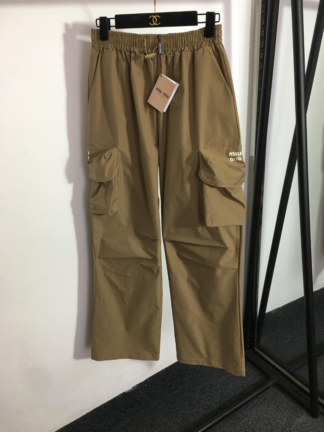 MIUMIU Elasticized high-waisted wide-leg trousers-Luxeon