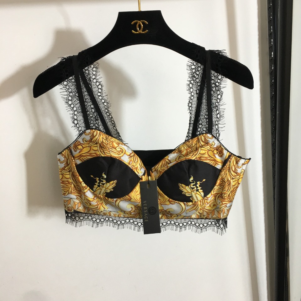 Versace Lace edge tube top camisole underwear-Luxeon